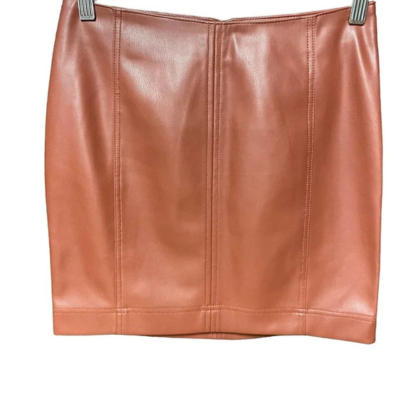 Free People Modern Femme Vegan Leather Skirt Cognac Brown Tan Size 0 - Picture 4 of 10